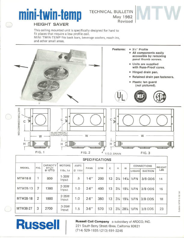Mini-Twin-Temp Unit Coolers 1982